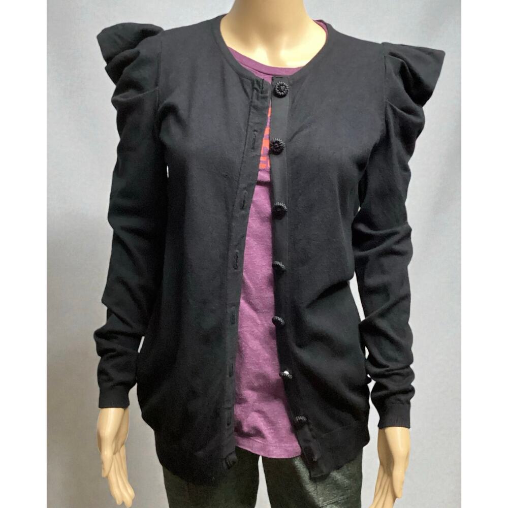 TWELVE BY TWELVE  Black Cardigan with Pink Ribbon sz SP